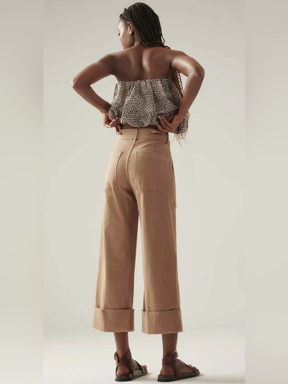 NWT PISTOLA Sz 25 Maya Cuffed Hem Wide Leg Pants in Biscuit Brown  Orig $158